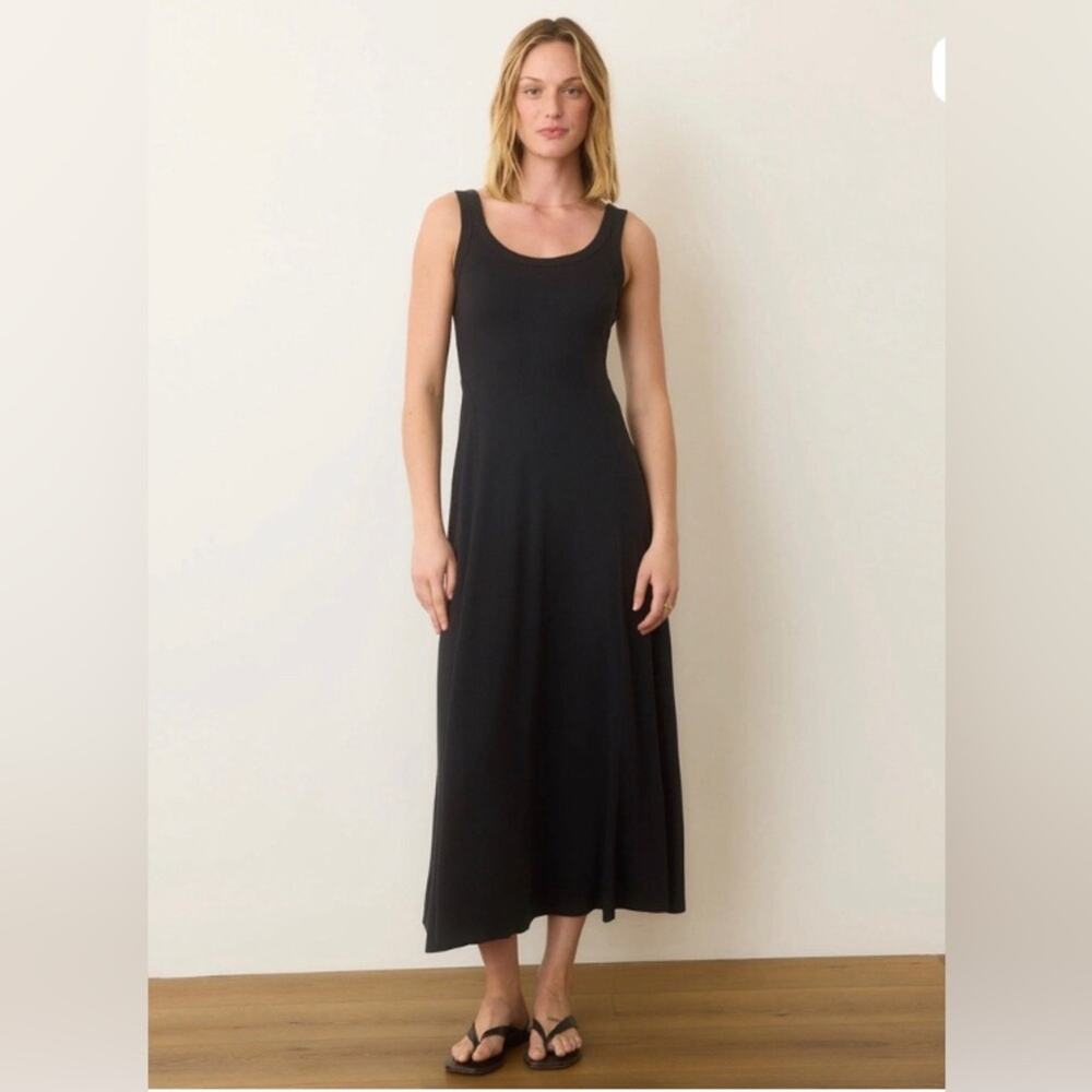 Marine layer Lexi rib sun-in scoop neck dress black S modal stretchy minimalist - Picture 1 of 13